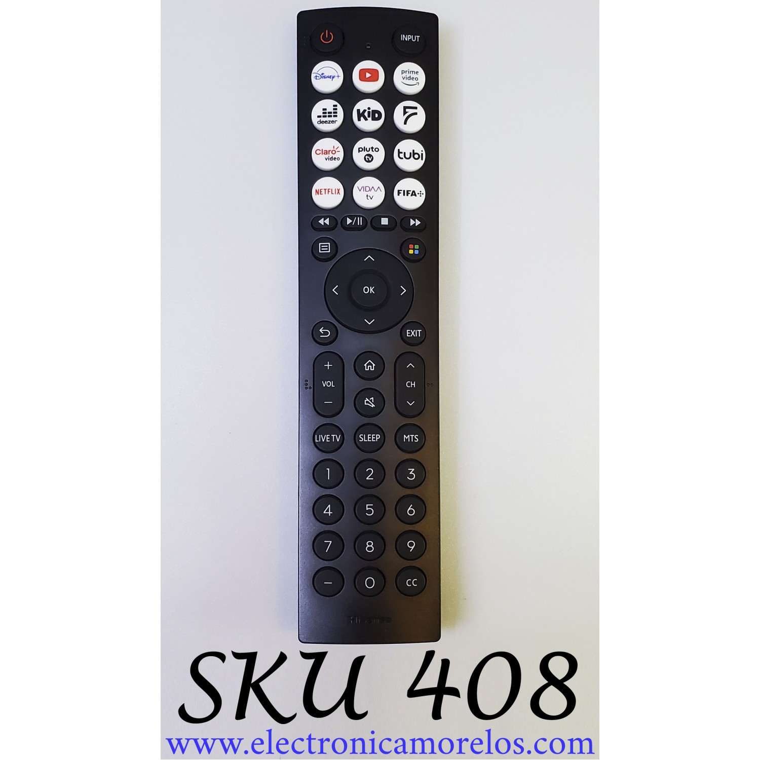 CONTROL REMOTO PARA SMART TV HISENSE, CON COMANDO DE VOZ ((NUEVO, ORIGINAL)) / EN2F36H(0011) / RSAG8.074.6718 / ZDA1231014 / MODELO 43A4KV / 32A4KV / 40A4KV